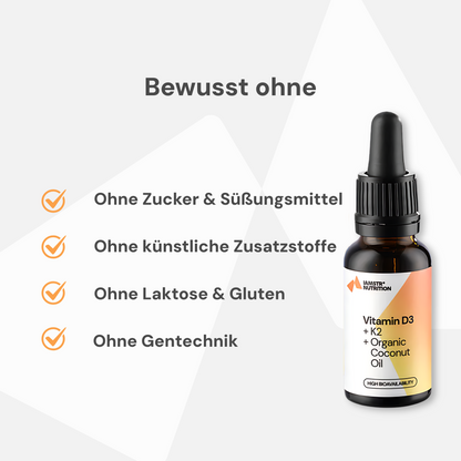 Vitamin D3 & K2 + Bio Kokosnuss Öl