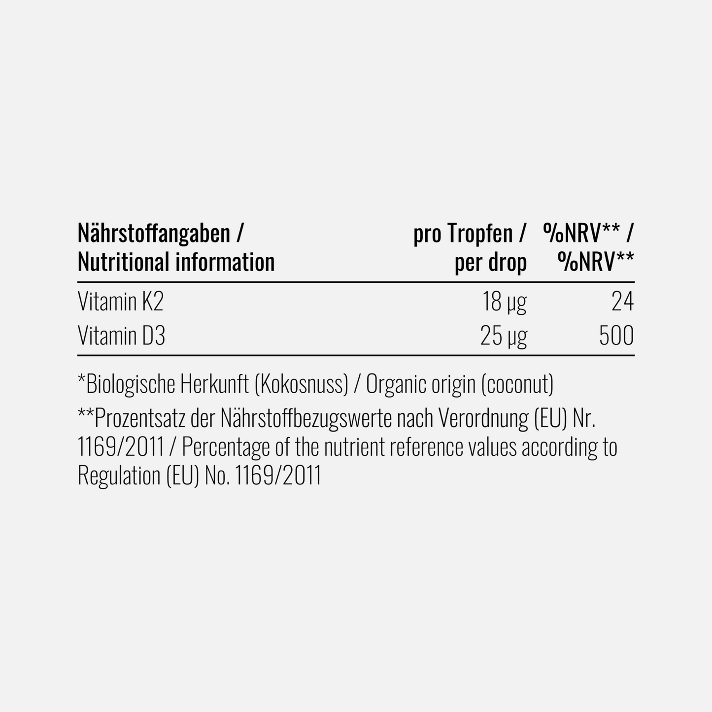 Vitamin D3 & K2 + Bio Kokosnuss Öl
